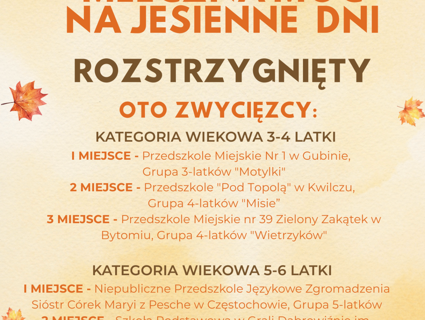 Wyniki konkursu pt. „Mleczna Moc na Jesienne Dni”
