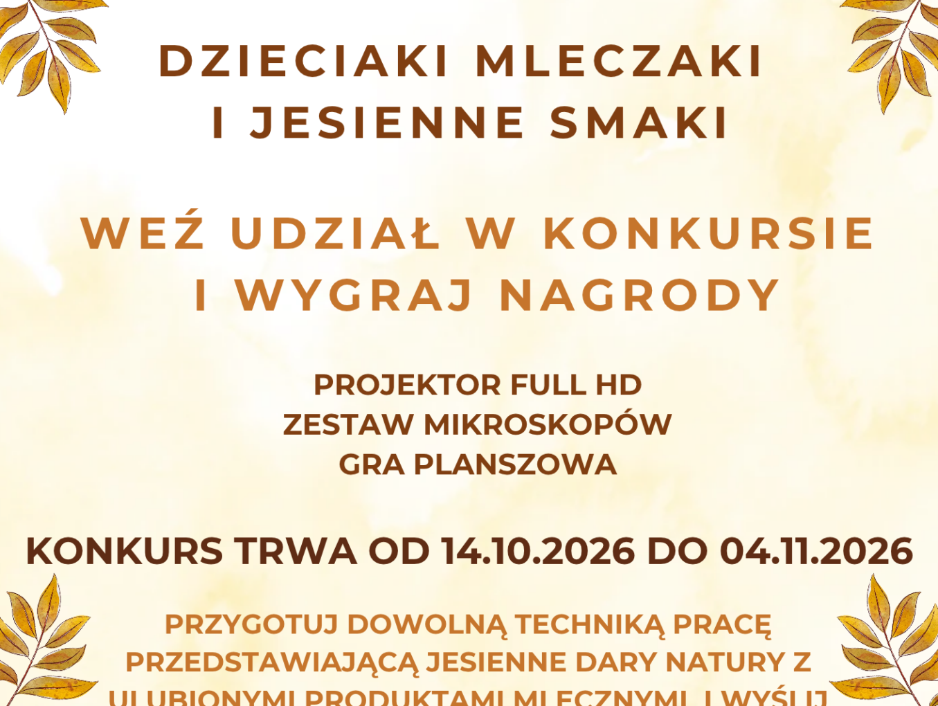 Konkurs - przedszkola - Dzieciaki Mleczaki i jesienne smaki - WYGRAJ SUPER NAGRODY